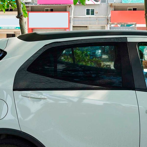 2 Pack Sunshade Car Front and Rear Window Mosquito Screen Shade Black Mesh SUV UV Curtain