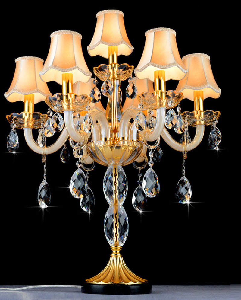 Italian Wedding Big Candle Table Lamps Large Gradient Candelabra Villa Living Room Bedroom Candlestick Crystal Table Light