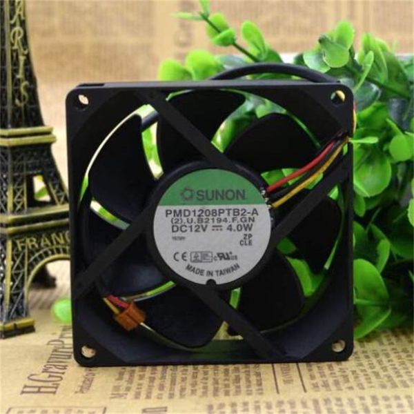 Wholesale fan: 8025 12V 4.0W 8CM PMD1208PTB2-A three-wire silent exhaust-power cooling fan