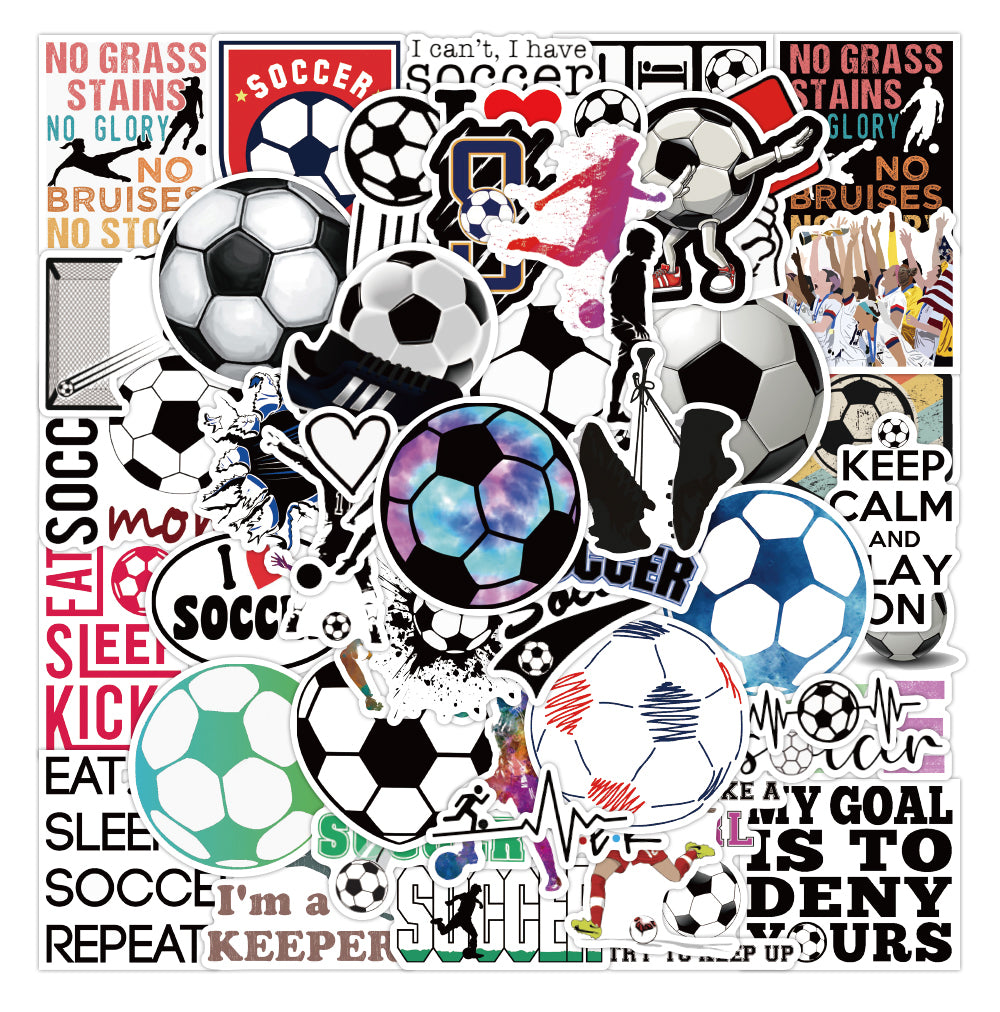 50PCS Lot Cartoon football Graffiti Cute Stickers For Kids Water Bottle Notebook Refrigerator Box laptop Water Cup Decals Stationery Wholesale