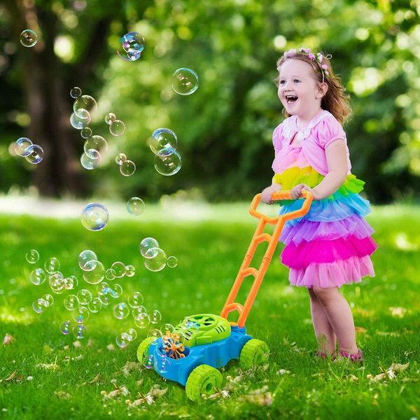 Bubble games Lawn Mower Toddlers, Kids Bubbles Blower Maker hine, Summer Outdoor Push Toys, Easter Basket Stuffers Birthday Toy Gifts for Pr