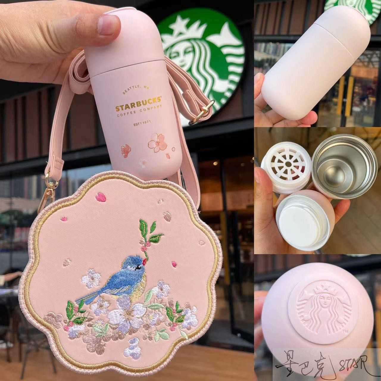 Starbucks cup 220ml Cherry Blossom falling capsule thermos high beauty portable bag9DOW