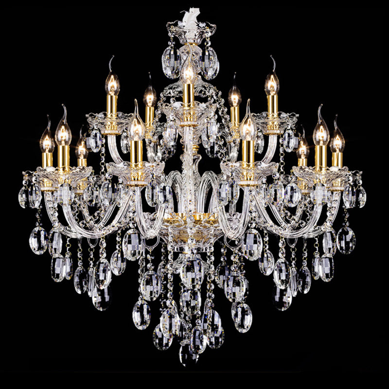 European style crystal chandelier living room modern bedroom dining room lamp creative personality villa hotel hall candle chandeliers