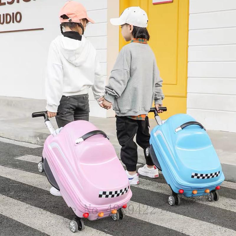 Suitcases Kids Trolley Luggage 20 Inch 3D Cartoon Suitcase On Wheels Carry Trunk Can Sit To Ride Rolling Swing Car Childern&#039;s