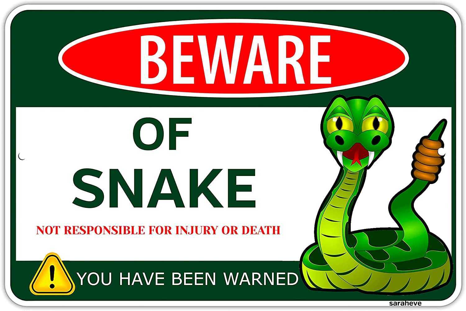 EYKV Beware of Snake Metal Tin Sign Funny Gifts for Lovers Tank Accessories Ball Python, Cave Cage Habitat