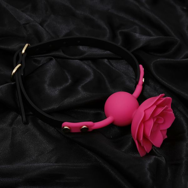 Leather Rose Mouth Ball Bundled Plug Bdsm Erotic Deep Throat Equipment Adults Games Female Prop Punishment Detachable