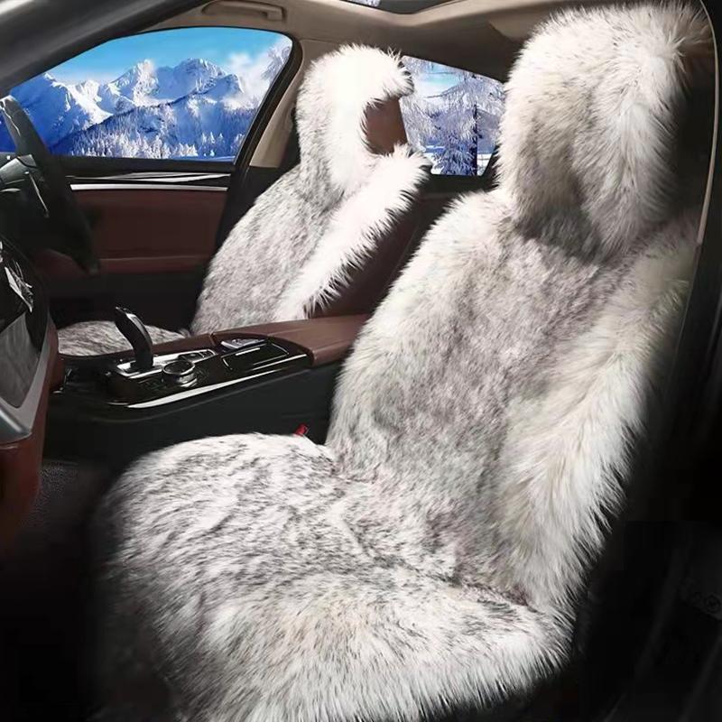 Car Seat Covers Cover Faux Front Auto Seats Protector Cushion Winter Universal Plush Fits Most Car, Truck, SUV, Or Van