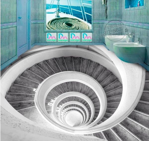 PVC Wallpaper self-adhesive 3D Flooring staircase ladder mural background wall 3D floor bathroom living room bedroom stereoscopic painting