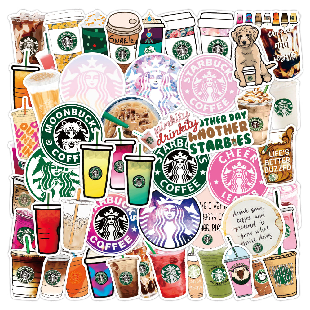 50PcsStarbucks Graffiti Laptop Sticker For Luggage Diy Phone Case Refrigerator Motorcycle Skateboard Decals Waterproof