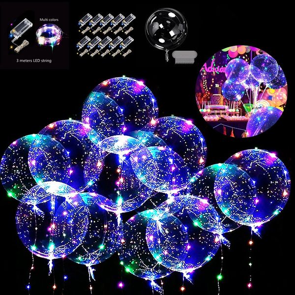 Colorful 18inch LED Balloon Luminous Party Christmas Decoration Wedding Supplies Dorm Transparent Bubble Birthday Wedding Light String Light