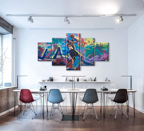 Paintings Graffiti Forever Mamba #24 Basketball 5 piece Canvas Picture Print Wall Art Canvas Painting Wall Decor for Living Room H250115