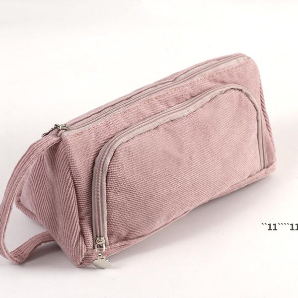 Simple Plaid Pencil Storage Bag Case Multi Layer Large Capacity Cosmetic Travel Stationary Pen Bag Student Pencils RRE14149