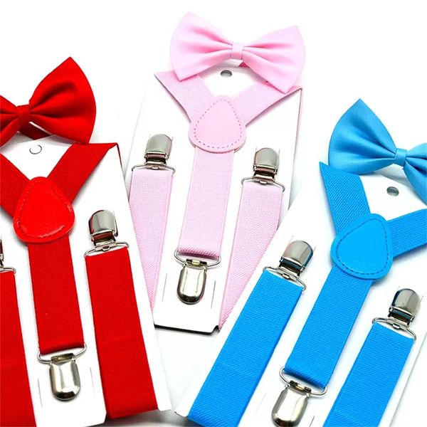 34 Color Kids Suspenders Bow +Tie Set Party Favor Boys Girls Braces Elastic Y-Suspenders with Bow Tie Fashion Belt or Children Baby by DHL