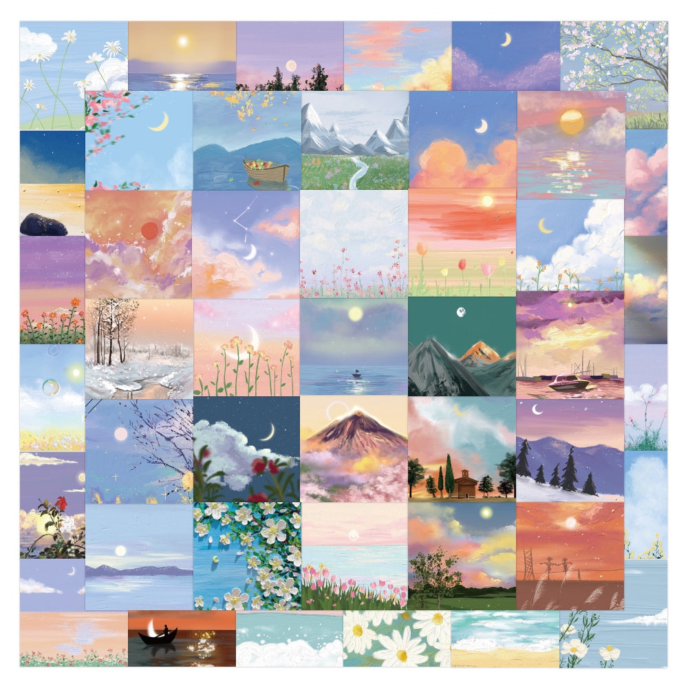 53pcs INS Landscape Oil Painting Graffiti Sticker Aesthetics For Luggage Notebook Phone Case Guitar Decoration Decals Waterproof