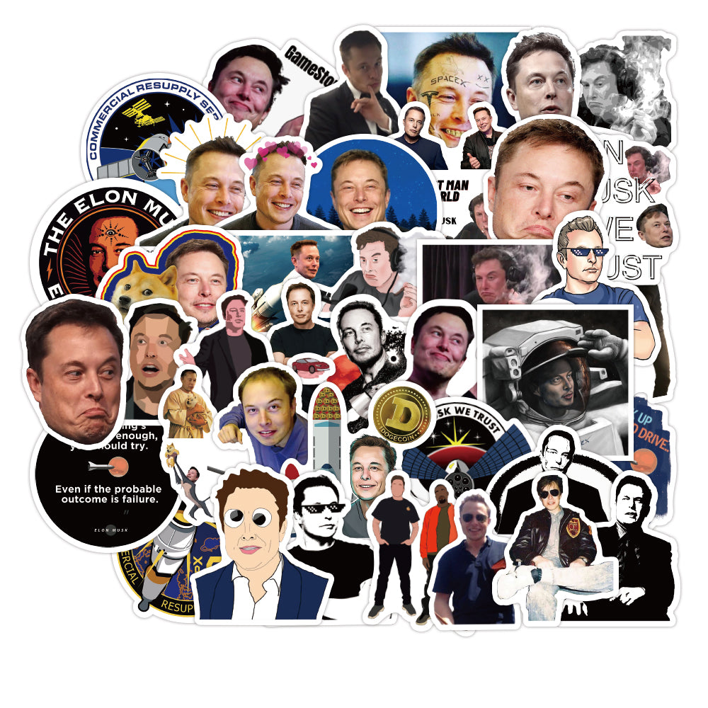 100PCS Elon Musk Stickers Pack For Car Styling Bike Motorcycle Notebook Phone Laptop Travel Luggage Cool Funny Decal