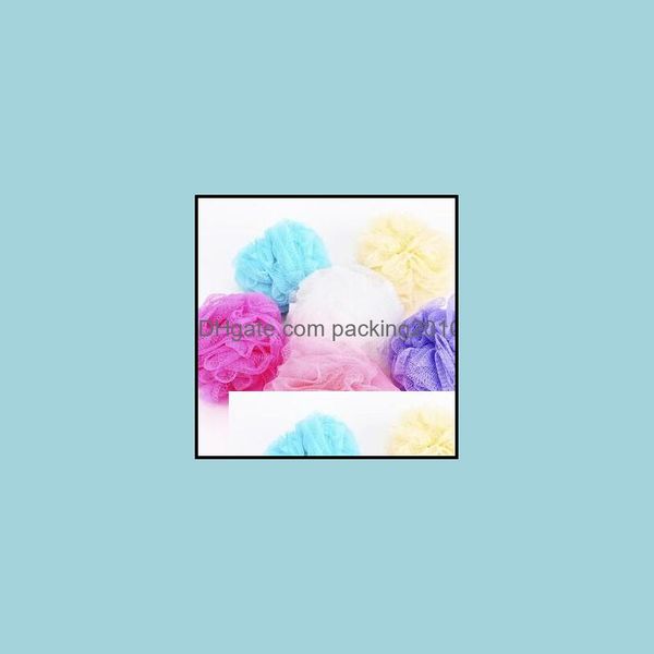 Bath Brushes Sponges Scrubbers Bathroom Accessories Home Garden Colorf Ball Pl Shower Soap Bubble Soft Body Wash Exfoliate Puff Sponge Me