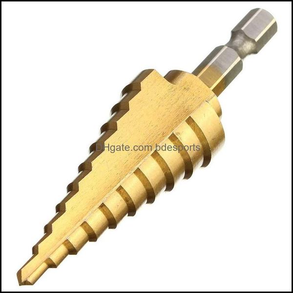 Drill Bits Power Tools Home Garden Hex Titanium Step Cone Bit 4-22Mm Hole Cutter Hss 4241 For Sheet Metalworking Wood Drilling High Qualit