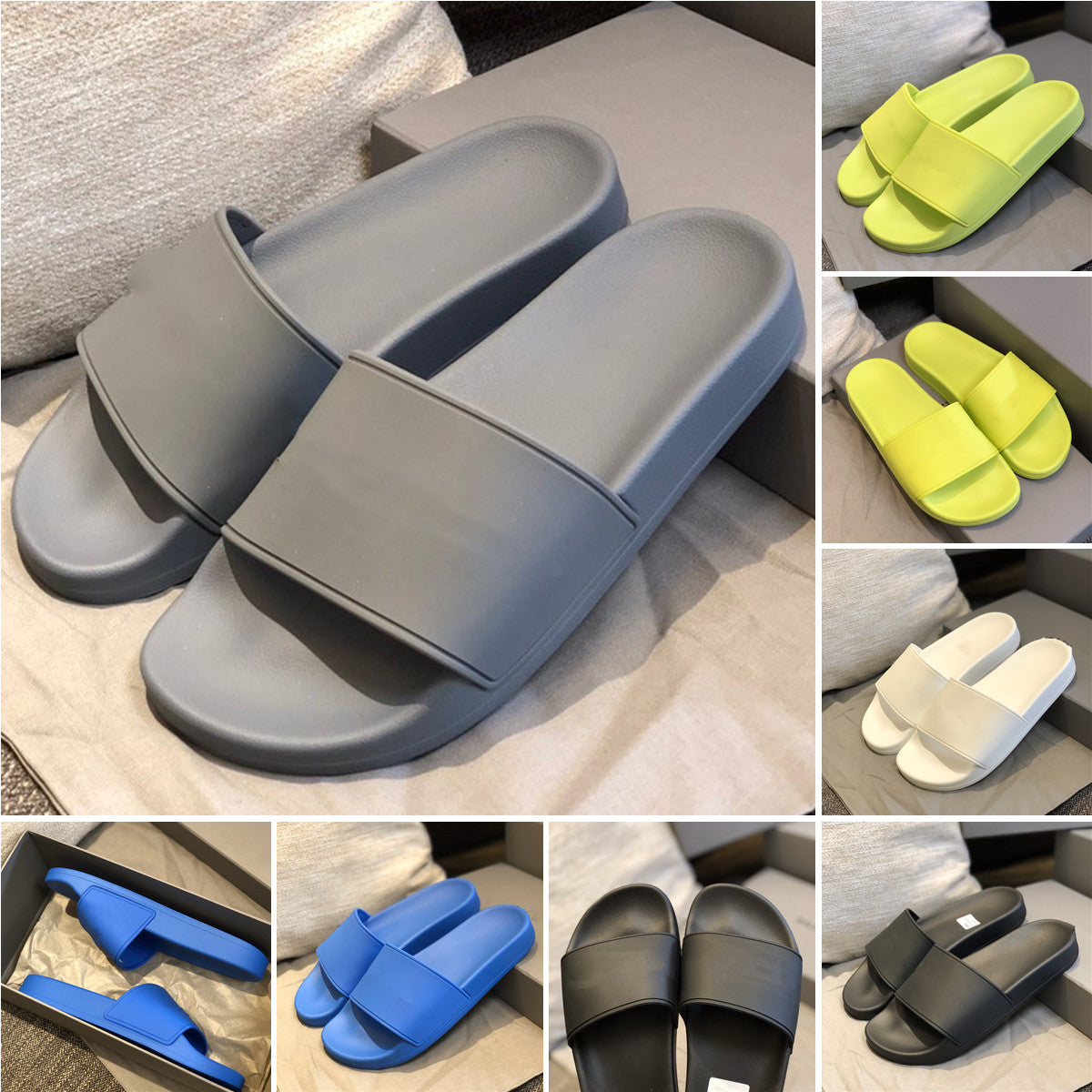 New Designer Latest Color Slippers Men & Woman Size 35-44 Thick Bottom Flat Slides Pillow Comfort Lady Sandals Bubble Shoes High Heel Slippers
