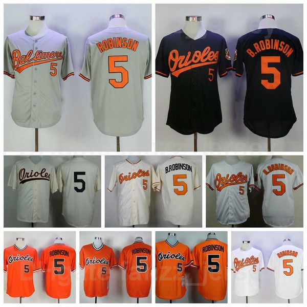 1954 1970 1975 Retro Baseball 5 Brooks Robinson Vintage Jerseys Men Retire Pullover Team Orange White Grey Black Beige Stitched Flexbase Coo