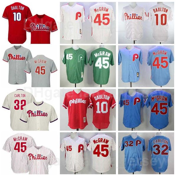 1921 1948 1950 1983 Retire Baseball 10 Darren Daulton Jerseys Vintage 45 Tug McGraw 32 Steve Carlton 8 Juan Samuel Stitched Flexbase Retro R