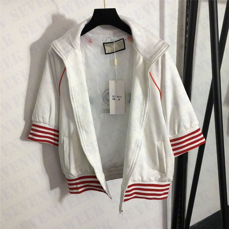Womens Tracksuits Designers Jackets Skirts Sets Embroidered Letters Striped Zipper Coats High Waist Short Skirt For Girls