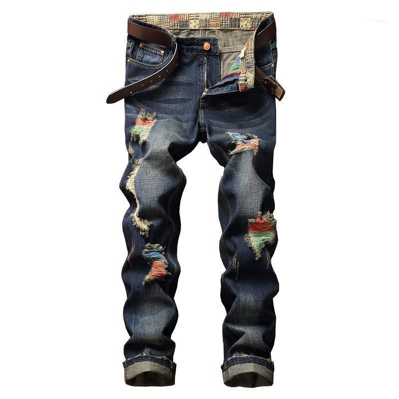 Men Jeans 2022 Full Length Paint Hole Designer Clothing Slim Fit Denim Hip Hop Rap Pants Luxury Casual Trousers1