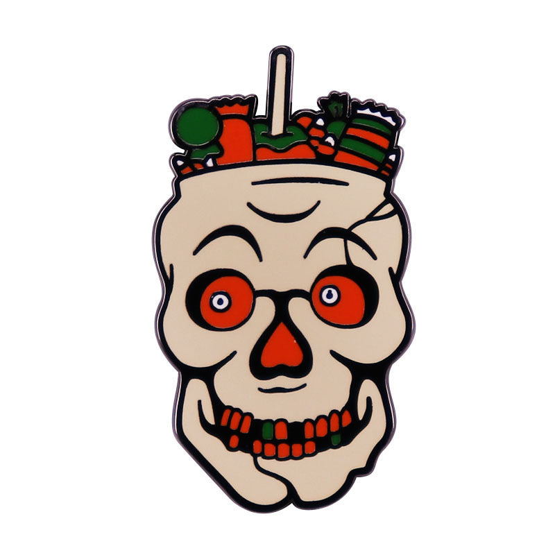 Halloween Candy Skull Enamel Pin Funny Novelty Badge Jewelry Witchcraft Decor