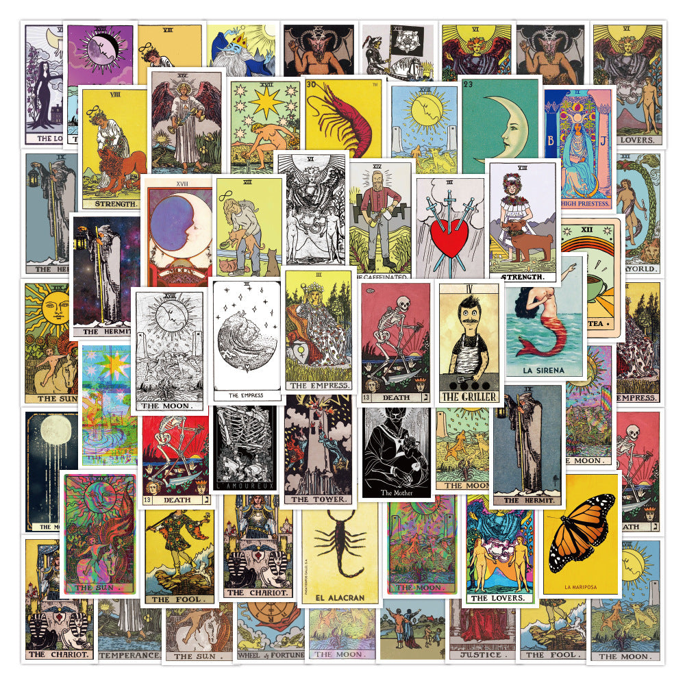 60pcs Tarot Stickers Waterproof Vinyl Sticker Skate Accessories Myth Magic For Skateboard Laptop Luggage Motorcycle Phone Car Decals Party Decor