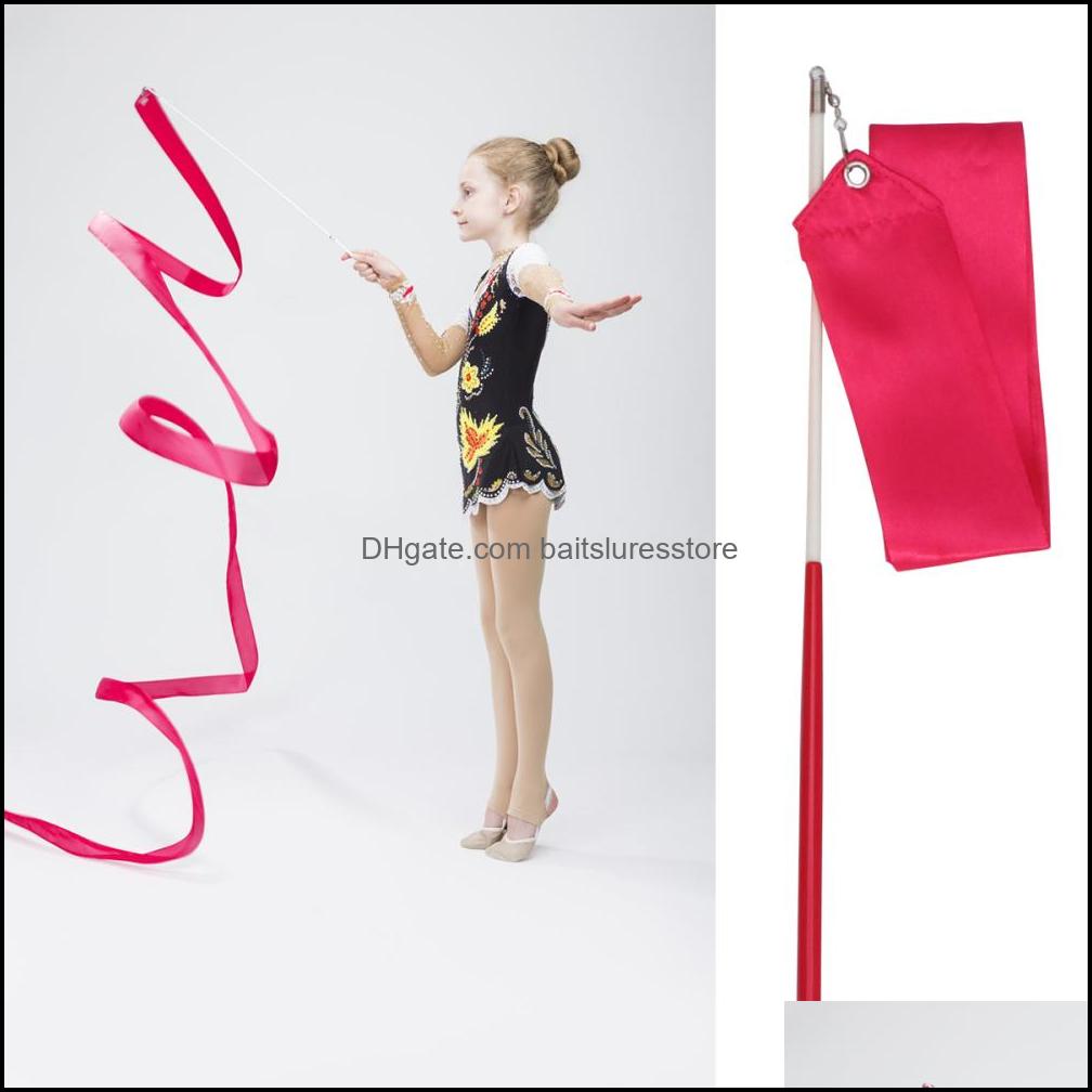 Dance Ribbon Fitness Equipments Supplies Sports Outdoors Rhythmic Gymnastics Gimnasia Ritmica Rg 4 Meters Child Adt Props Stick 5Cm Width
