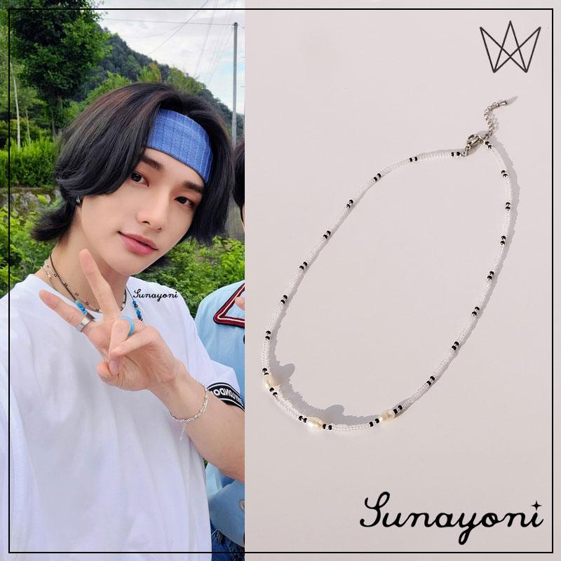 Chains Kpop Stray Kids SKZ MOA Hwang Hyunjin Same Necklace Summer Boho Seed Beads Imitation Pearls Choker Jewlery For WomenChains
