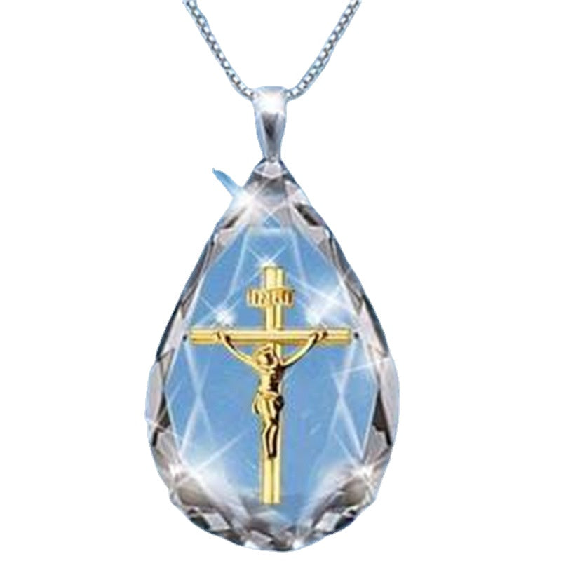 Crystal Cross Pendant Necklace Paradise Ladder Pendant Fashion Diamond Necklace Men&#039;s and Women&#039;s Holiday Gift Personality Jewelry