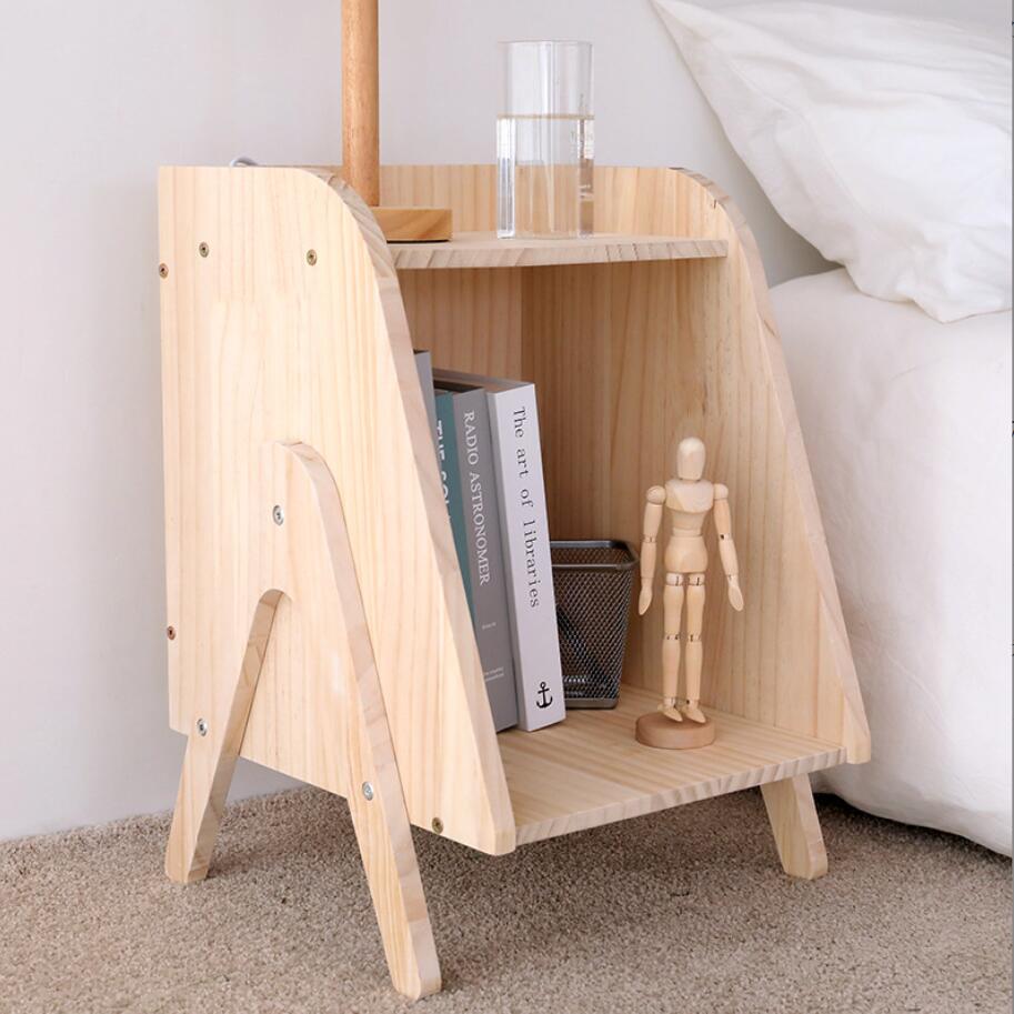 Solid wood simple bedside table Bedroom Furniture modern bedsides shelf small family short cabinet creative bedside tables