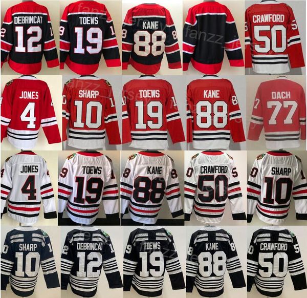 Men Ice Hockey 88 Patrick Kane Jersey 12 Alex DeBrincat 19 Jonathan Toews 10 Patrick Sharp 50 Corey Crawford 4 Seth Jones 77 Kirby Dach All