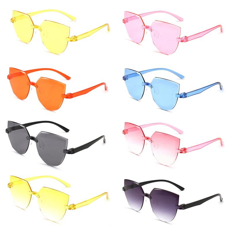Sunglasses Frameless Jelly Transparent Cat Ear Women Beach Sun Glasses Protection Candy Color SunglassesSunglasses