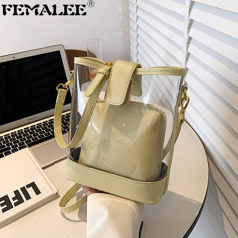 Shoulder Bags Clear Ladies 2022 Summer Composite Bucket Women Trendy Small Transparent Designer Purses And HandbagsShoulder