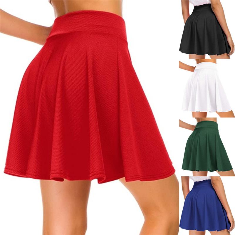 Skirts Women&#39;s Basic Versatile Stretchy Flared Casual Mini Skater Skirt Red Black Green Blue Short Plus Size 3XLSkirts