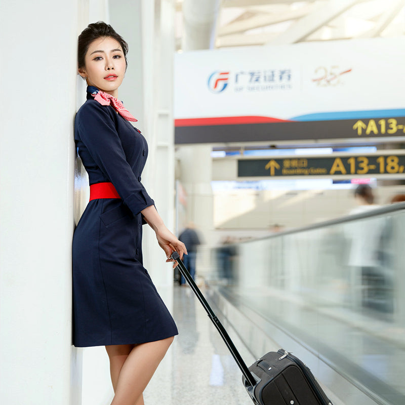 China Eastern Airlines Stewardess Uniform Work Dresses Air College Garment Girl Hotel Front Desk Dress Sales Department Professional Suit
