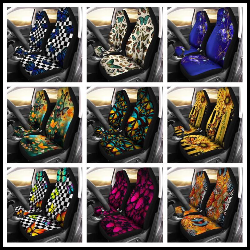Car Seat Covers Monarch Butterfly Set Camo Pattern Pack Of 2 Universal Front Protective CoverCar