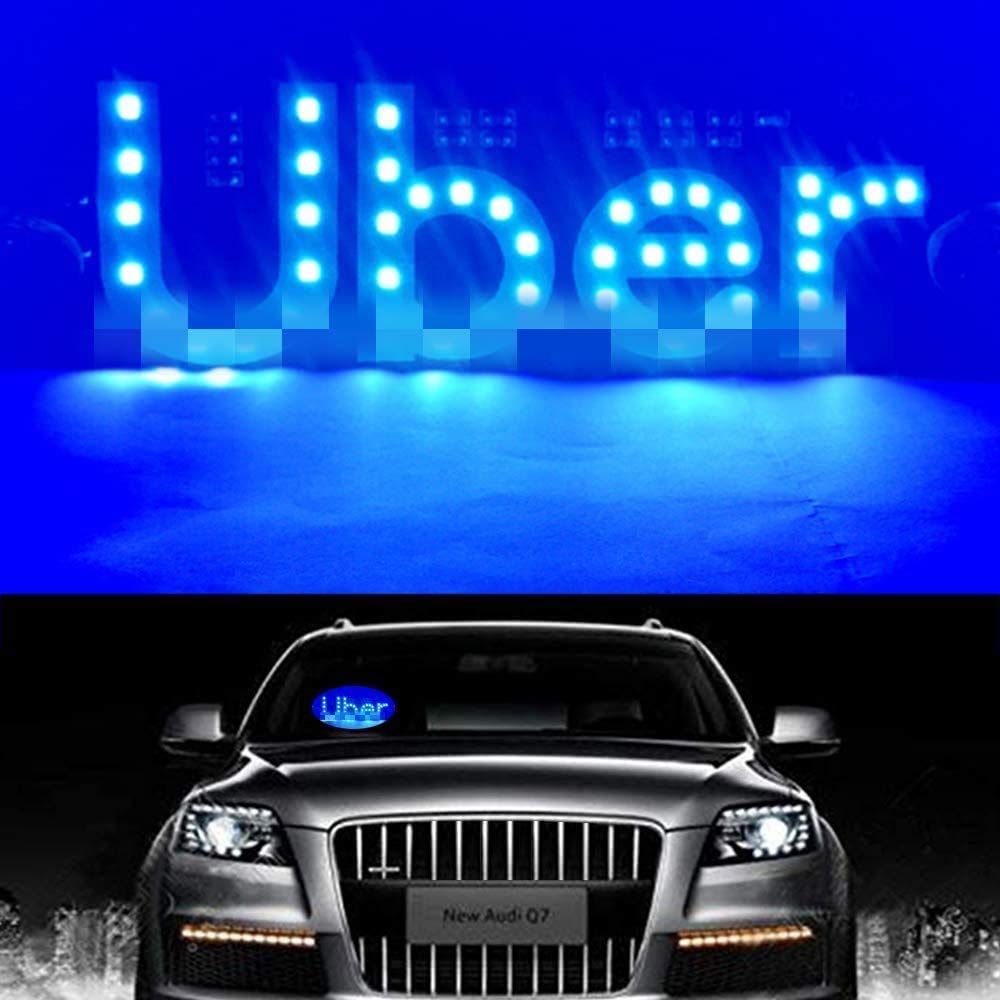 LED Light Sign for Uber Glow LED Sign Decal Stickers with Suction Cups Flashing Hook on Car Window with DC12V Car