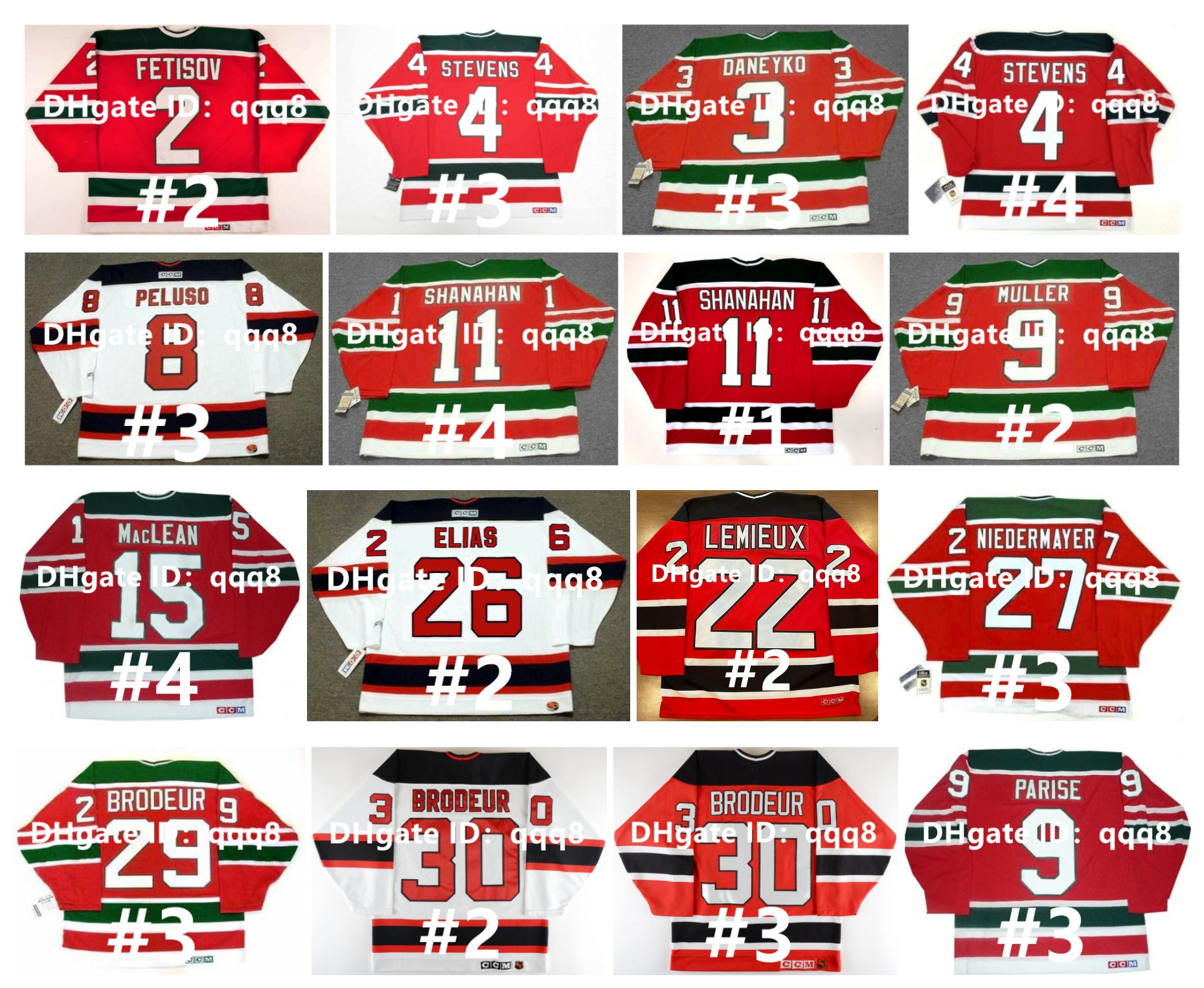 Vintage CCM Hockey Jersey KEN DANEYKO SCOTT STEVENS DEVILS SCOTT NIEDERMAYER MARTIN BRODEUR PATRIK ELIAS CLAUDE LEMIEUX VIACHESLAV FETISOV SHANAHAN