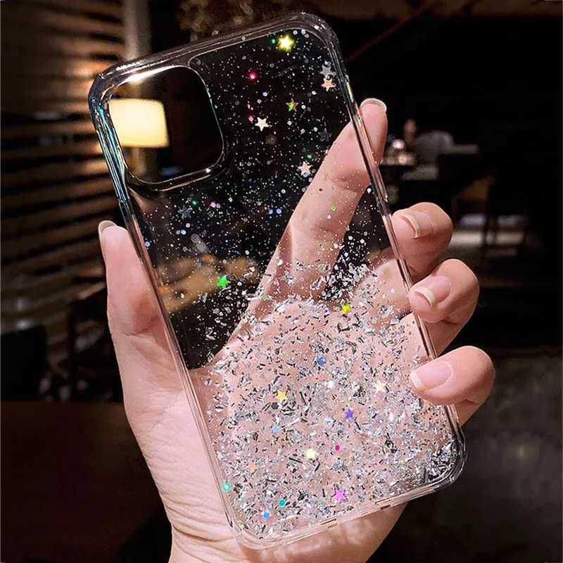 Bling Glitter Cell Phone Cases For iPhone 11 12 13 Pro Max XR XS X 7 8 6S Plus Soft Silicone Transparent Back Cover