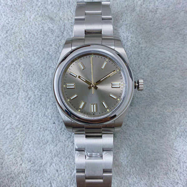 ST9 Steel Smooth Bezel 39MM dark rhodium Dial Watch Automatic Mechanical Mens Watches Luminous Hands and Markers Watch Men Wristwatches