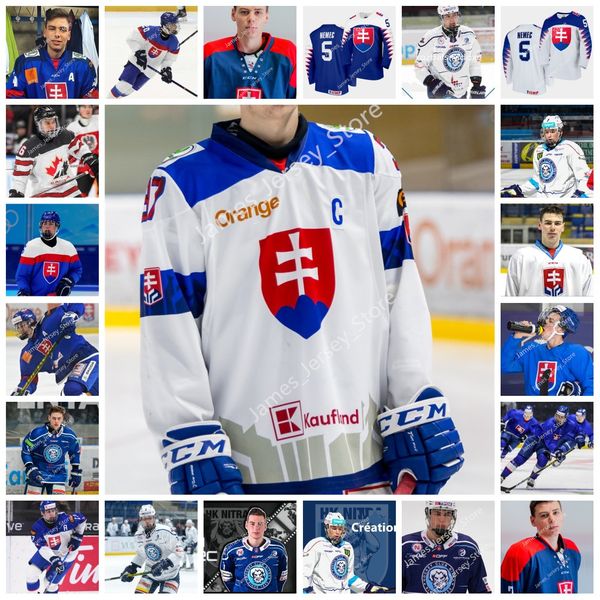Simon Nemec Hockey Jersey Custom Vintage Slovak Extraliga HK Hokejovy Klub Nitra Jersey 2021 IIHF World Championship Jerseys 2021 Hlinka Gre