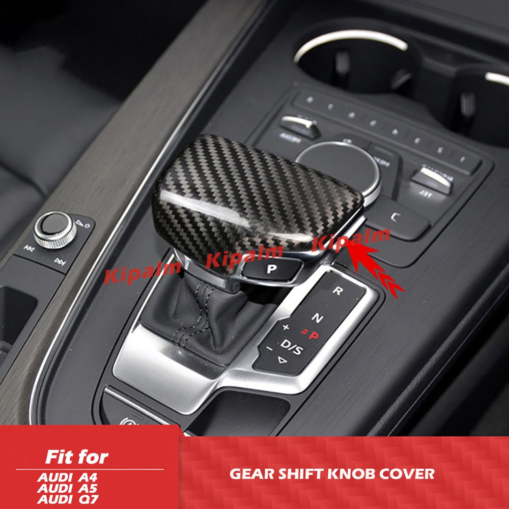 Carbon Fiber Gear Shift Knob Cover For Audi A4 B9 A5 Q5 Q7 RHD Car Interior Accessories