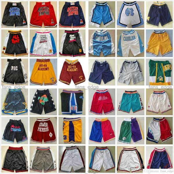 Top Quality All Team Basketball Shorts Just Don Short Retro Sports Wear JUSTDON Baseball With Pocket Zipper Sweatpants Pant Stitched Size S-