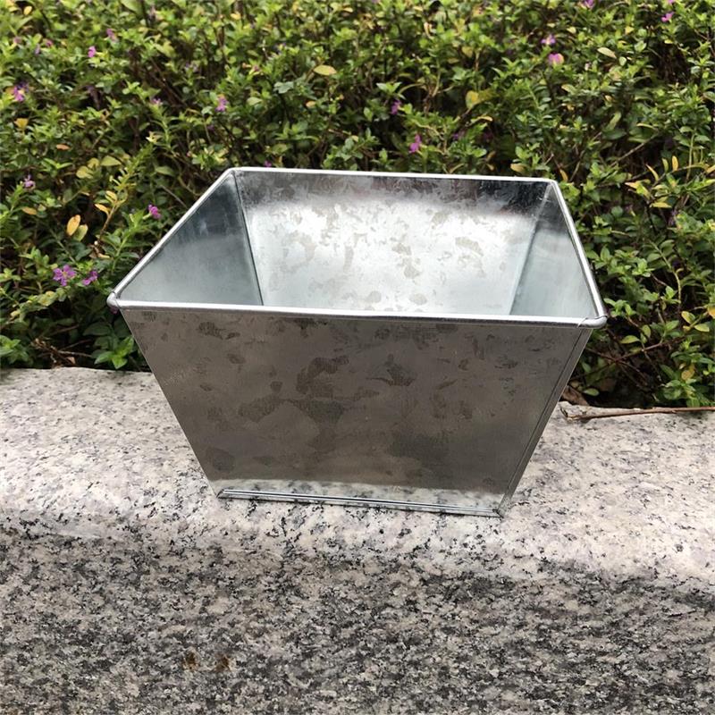 Galvanized Planters Square Cube Herbs Planters with rope for Succulent Rustic Zinc Nursery Pot