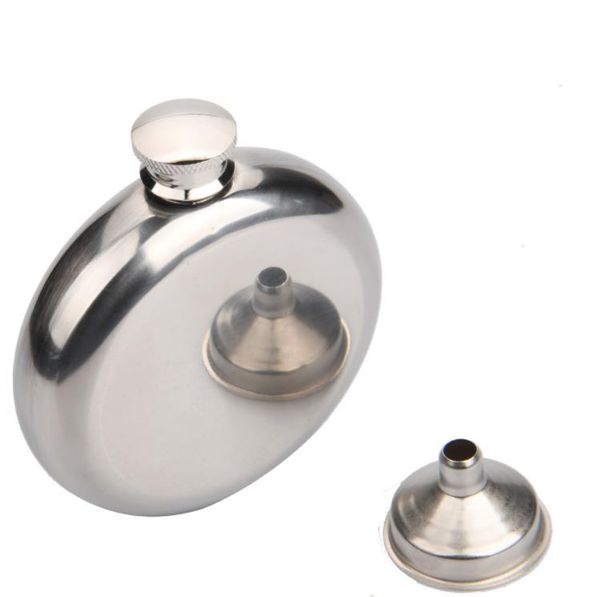 5oz Mirror Mens Portable Stainless Steel Round Flagon Hip Flasks With Small Funnel Wine Pot Water Bottle Travel Outdoor Drinkware SN4471