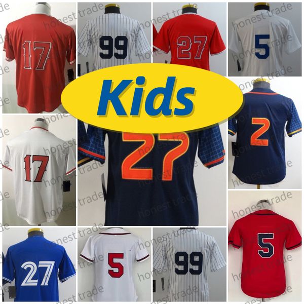 Youth baseball Jose Altuve Jersey Alex Bregman Freddie Freeman Shohei Ohtani blue Vladimir 27 Guerrero Jr Aaron 99 Judge Corey Seager Mike T