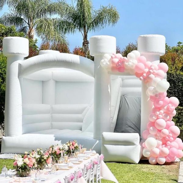 wholesale 4.5x4m White Wedding Inflatable Bounce House With Slide Bounce Castle Bouncer Tent Ultimate Combo Center For Kids