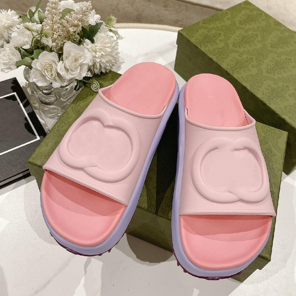 G European Slippers Woman Size 35-41 Thick Bottom Flat Slides TPU & EVA Pillow Comfort Lady Sandals Bubble Shoes High Heel Slippers